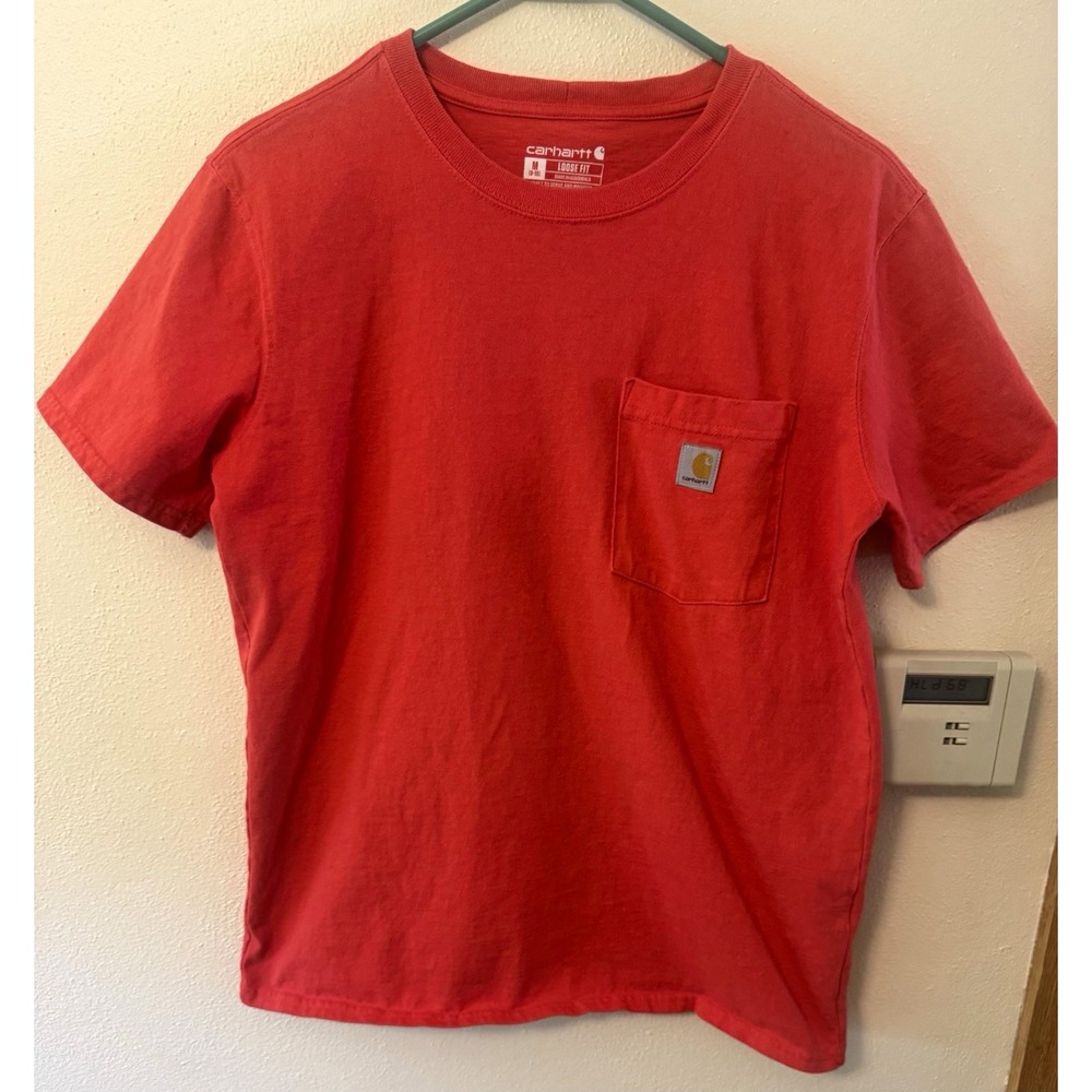 Carhartt women's M Fuchsia Loose Fit Cotton Crewneck Short Sleeve Pocket  Tee